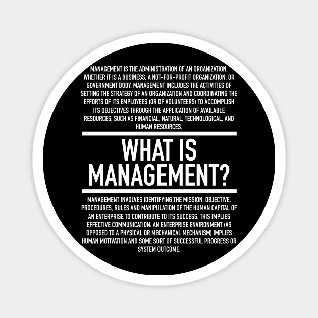 What is Management - Manager Definition Magnet by Hidden Verb